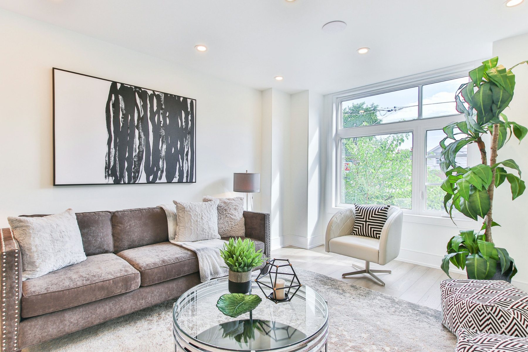 Bright living room in a California short-term rental prepared for guests